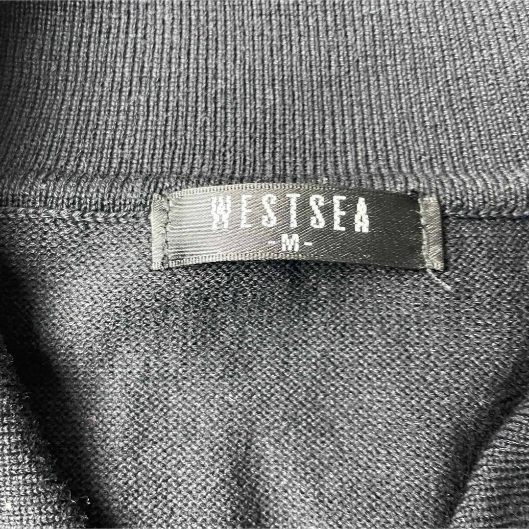 WESTSEA(ウエストシー)のWESTSEA ニットポロ 半袖 ブラック レーヨン Mサイズ 胸ポケ メンズのトップス(ポロシャツ)の商品写真