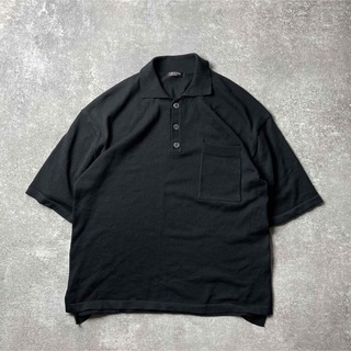 ウエストシー(WESTSEA)のWESTSEA ニットポロ 半袖 ブラック レーヨン Mサイズ 胸ポケ(ポロシャツ)