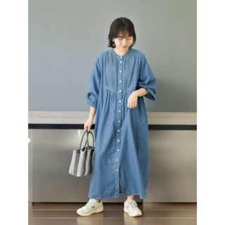 URBAN RESEARCH SONNY LABEL - サニーレーベル◎ロングワンピース(F)長袖 ソフトデニム バンドカラー 大きい