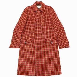 マルニ(Marni)のマルニ MARNI 17AW ステンカラーコート ロング 千鳥柄 赤系 44(ステンカラーコート)