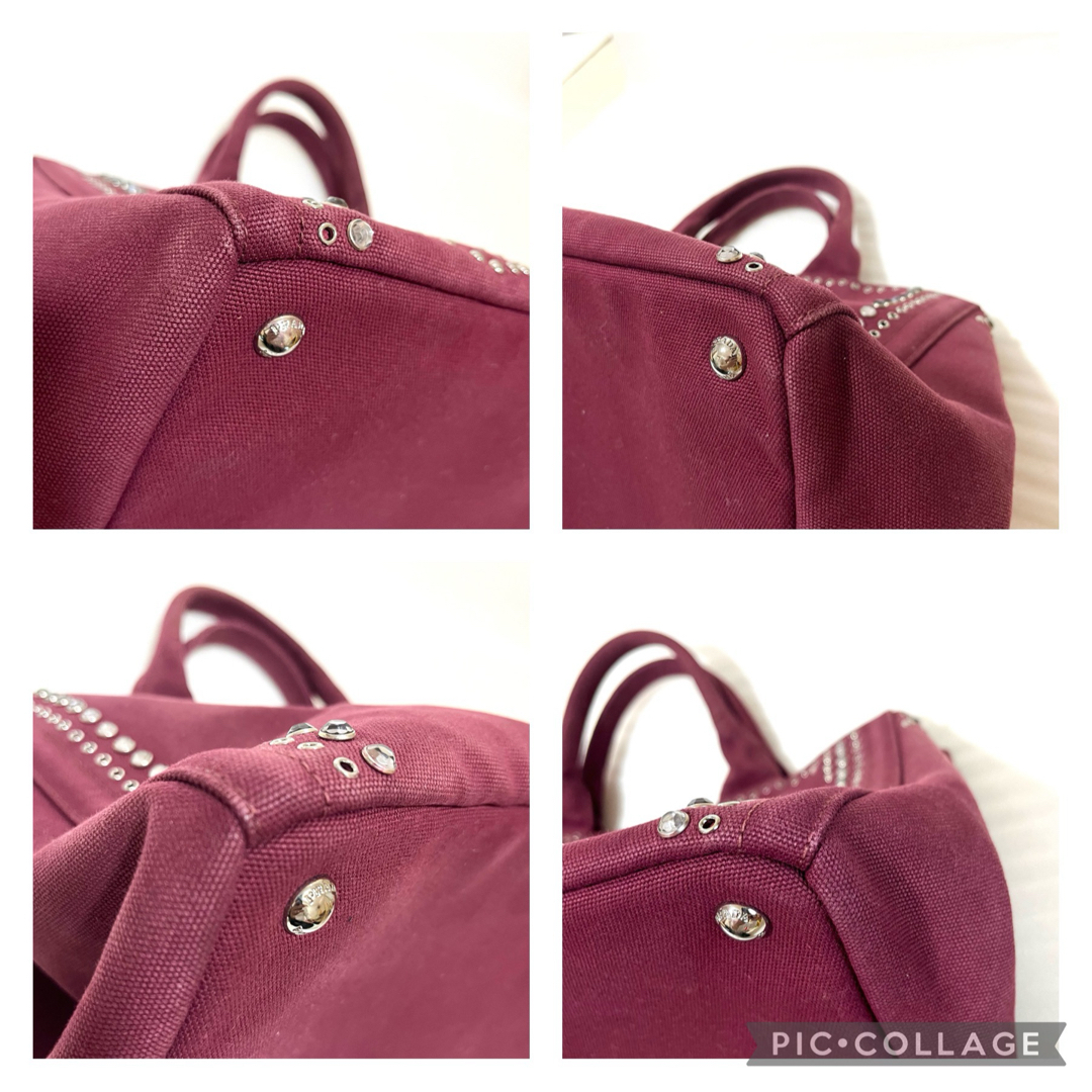 PRADA - 美品 プラダ カナパ スタッズ ビジュー ハンドバッグ PRADA - 美品 プラダ カナパ スタッズ ビジュー ハンドバッグ