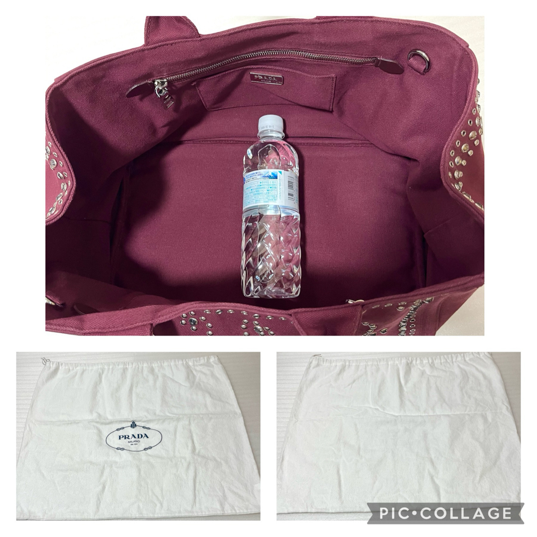 PRADA(プラダ)の美品　プラダ カナパ スタッズ ビジュー ハンドバッグ  キャンバス  2way レディースのバッグ(ハンドバッグ)の商品写真