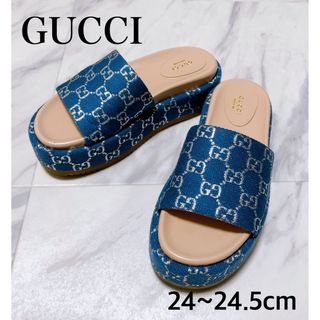 グッチ(Gucci)の最終価格GUCCI グッチ サンダル GGモチーフ デニム  ブルー サイズ37(サンダル)