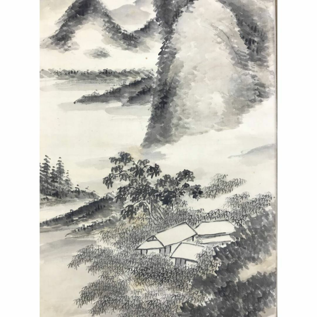 真作/三好藍石/米法山水画賛/山水図/掛軸☆宝船☆AE-405の通販 真作/三好藍石/米法山水画賛/山水図/掛軸☆宝船☆AE-405の通販