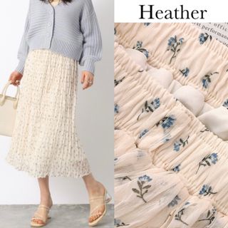 ヘザー(heather)のヘザー 花柄 ワッシャー プリーツ スカート(ロングスカート)