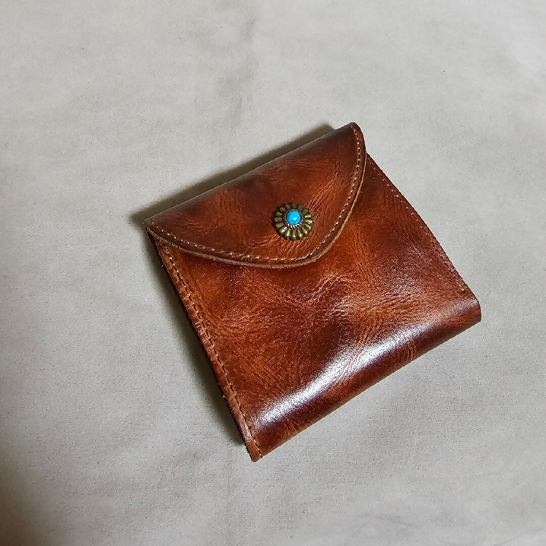 本革 フルレザー アルゼンチン レザー 三つ折り財布 アンティーク ビンテージ メンズのファッション小物(折り財布)の商品写真
