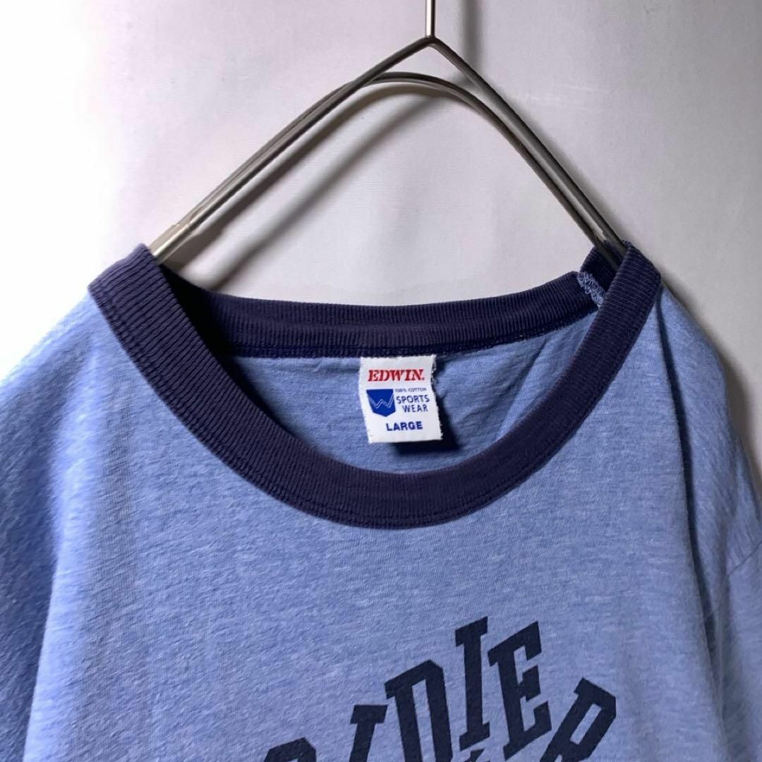 EDWIN(エドウィン)の90s 00s 古着 EDWIN アメカジ リンガー Tシャツ ネイビー 青 メンズのトップス(Tシャツ/カットソー(半袖/袖なし))の商品写真