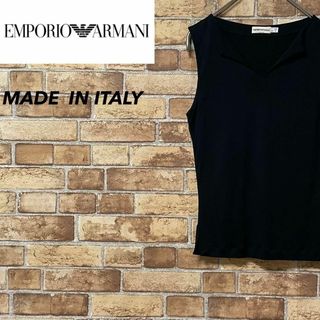 Emporio Armani - エンポリオアルマーニ　イタリア製　タンクトップ　ノースリーブ　黒　古着女子　42