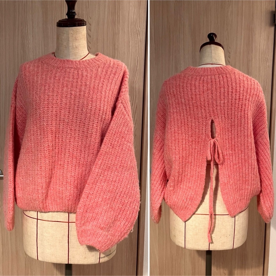heather - ピンク 後ろリボン ニットの通販 by rinの部屋 heather - ピンク 後ろリボン ニットの通販 by rinの部屋