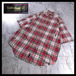 ティンバーランド(Timberland)の90s 古着 Timberland ビッグサイズ チェック BD シャツ 半袖(シャツ)