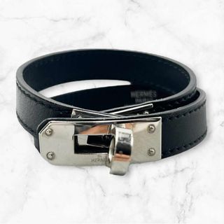 エルメス HERMES ブレスレット　ドゥブルトゥール ケリー　黒　シルバー