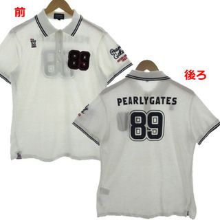 パーリーゲイツ(PEARLY GATES)のパーリーゲイツ ポロシャツ ワッペン ロゴ刺繍 バックロゴプリント 白 6(ウエア)