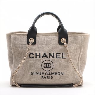 シャネル(CHANEL)のシャネル  キャンバス×レザー  ベージュ レディース トートバッグ(トートバッグ)