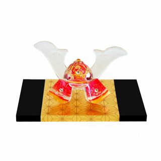 勇硝子兜飾り（赤） 新品　子供の日　端午の節句(置時計)