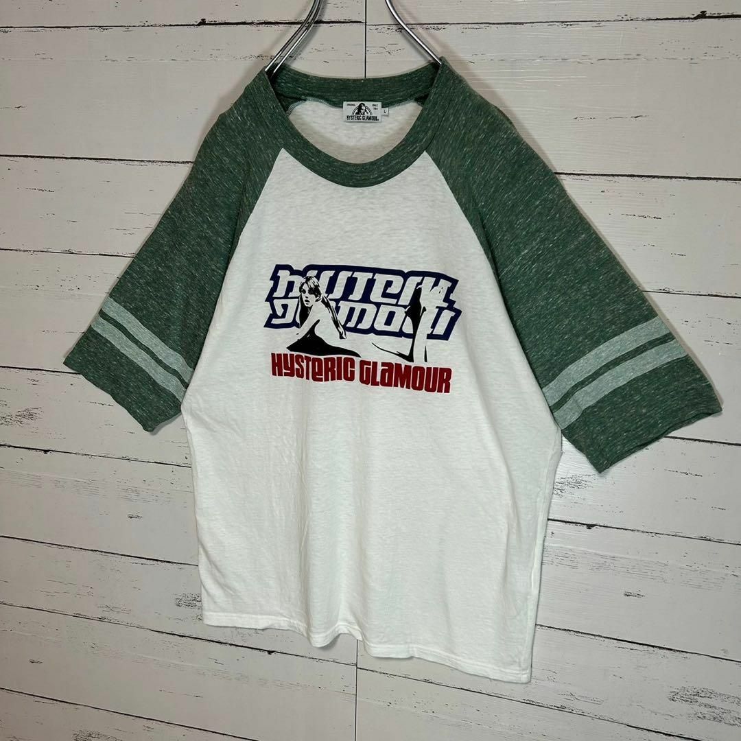 HYSTERIC GLAMOUR(ヒステリックグラマー)の【超希少モデル】ヒステリックグラマー☆ヒスガール ラグランTシャツ 即完売 L メンズのトップス(Tシャツ/カットソー(半袖/袖なし))の商品写真