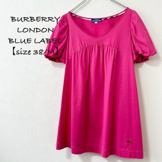 バーバリーブルーレーベル(BURBERRY BLUE LABEL)の美品★BURBERRY/バーバリー★半袖Tシャツ/ブラウス★ピンク★38/M(Tシャツ(半袖/袖なし))