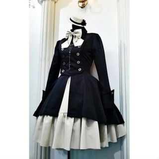 12500円○L  軍服ワンピース　ブラック(コスプレ)