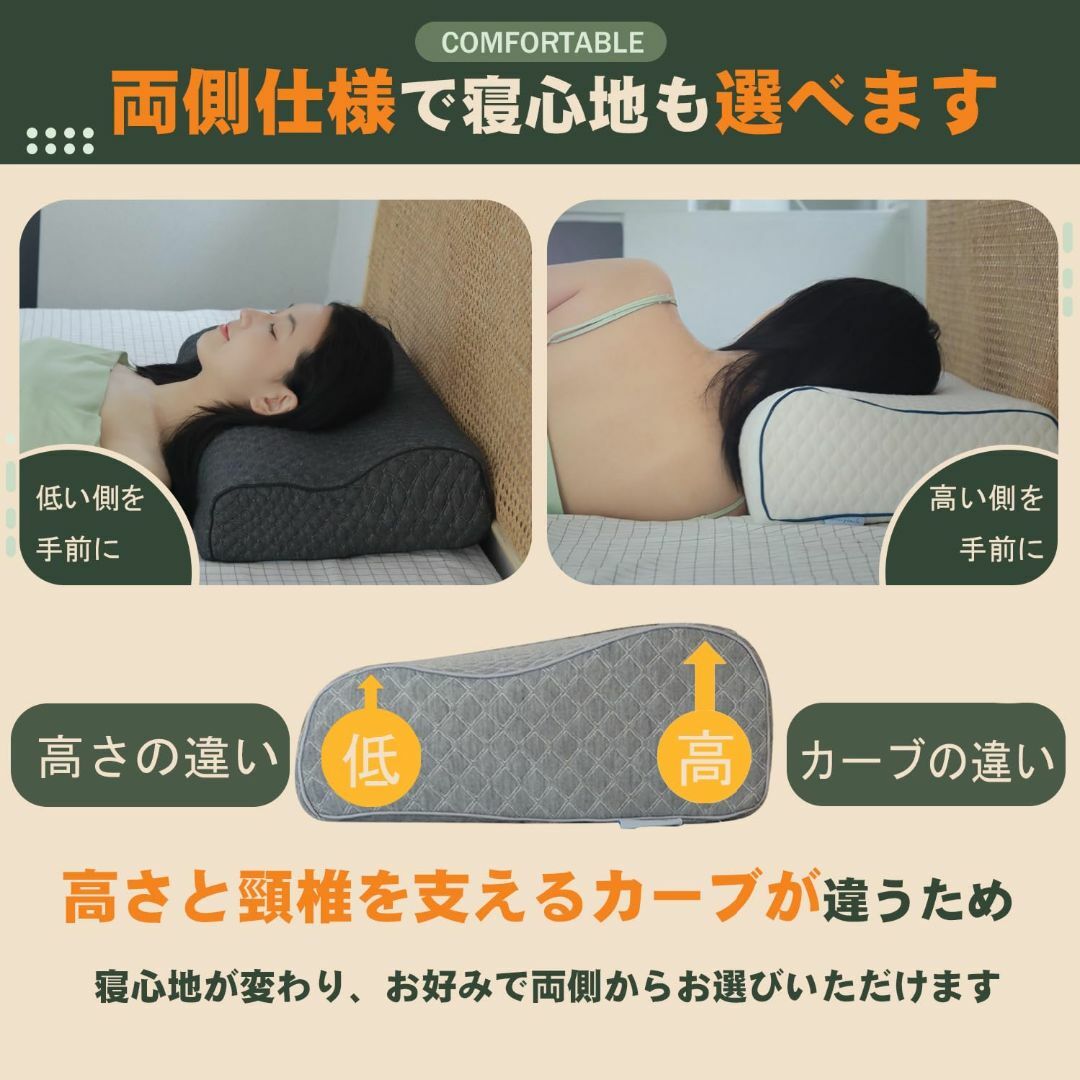 【色: グレー】Sleepeach 枕 まくら 低反発 低反発枕 6段階高さ調整 インテリア/住まい/日用品の寝具(枕)の商品写真