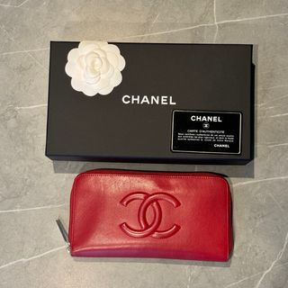 シャネル(CHANEL)のシャネル　CHANEL キャビアスキン　長財布　ココマーク　赤(財布)