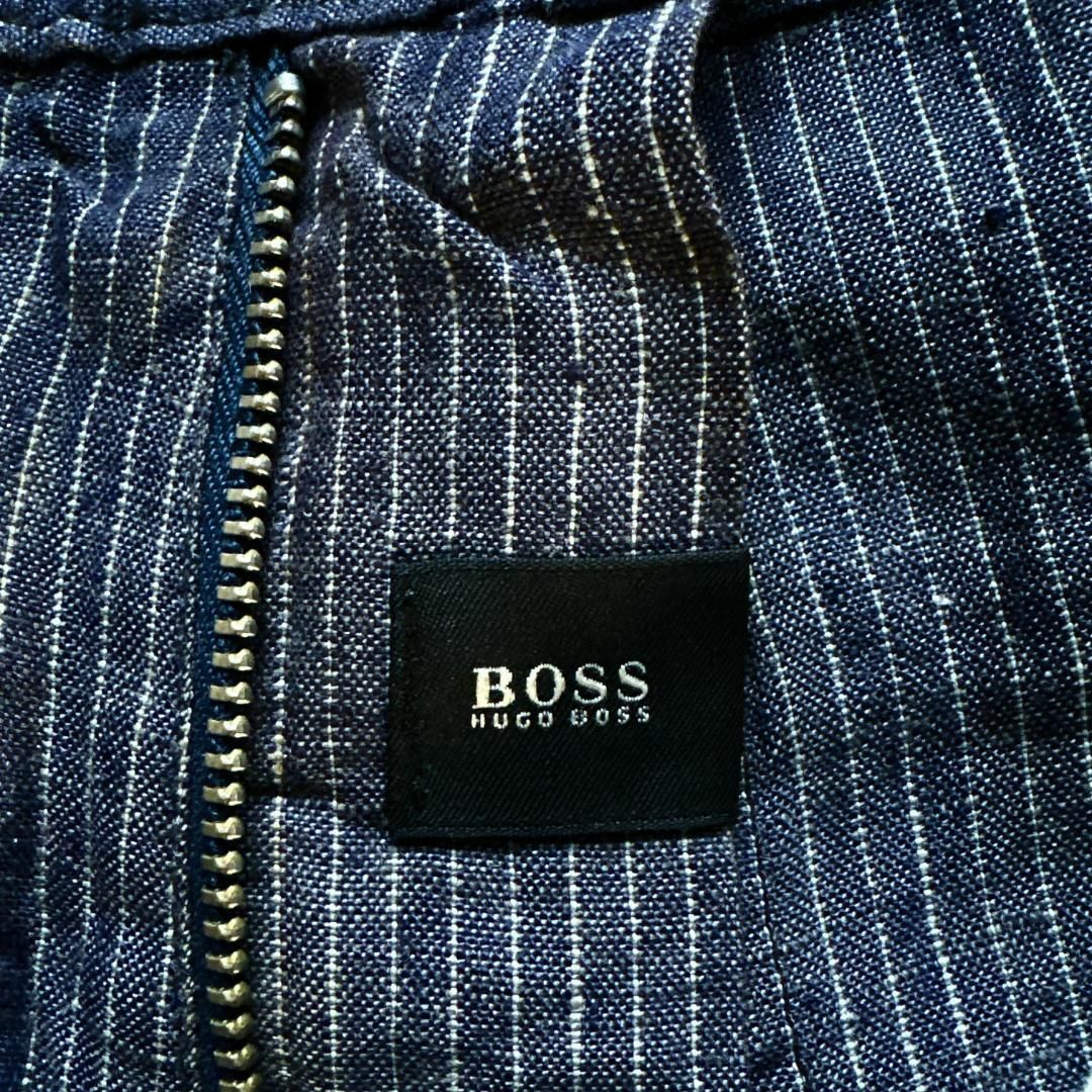 HUGO BOSS(ヒューゴボス)のヒューゴボス W36 リネンパンツ ストライプパンツ ブルー v94 メンズのパンツ(その他)の商品写真