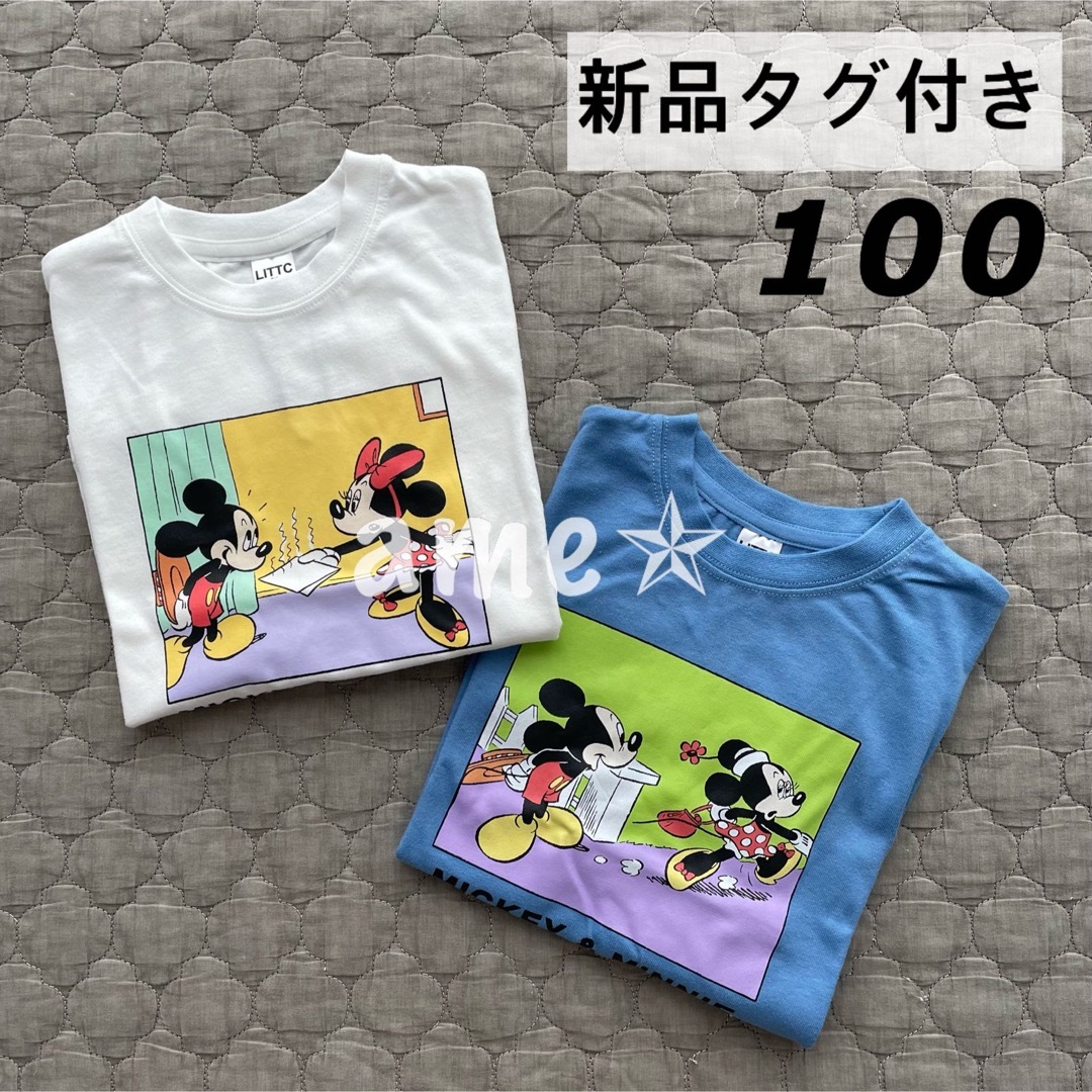 Disney(ディズニー)の新品 ◎ Littc Disney プリントTシャツ 100 白 青 キッズ/ベビー/マタニティのキッズ服男の子用(90cm~)(Tシャツ/カットソー)の商品写真