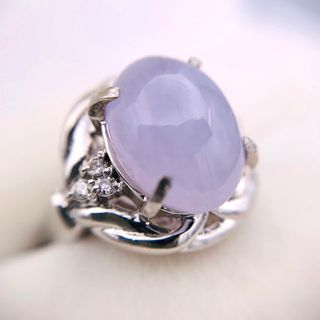 極美品　PT900 8.1ct ラベンダージェイダイト 0.09 ダイヤ リング(リング(指輪))