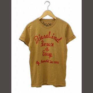 DIESEL - ディーゼル ロゴ刺繍 半袖 クルーネック コットン Tシャツ S ブラウン