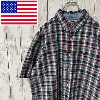 CHAPS アメリカ古着 ビッグサイズ チェック柄半袖シャツ ブルー メンズ