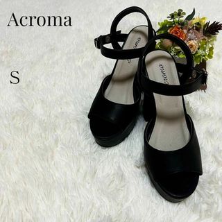 【大人気アイテム◎】Acroma ヒールストラップサンダル S ブラック(サンダル)