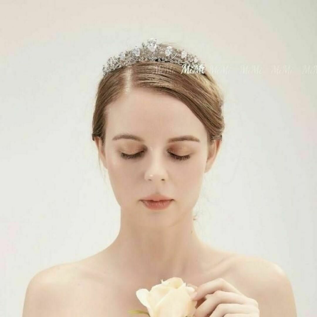 ティアラ ウェディング結婚式ヘッドドレス ヘアアクセサリーキュービックジルコニア レディースのヘアアクセサリー(その他)の商品写真
