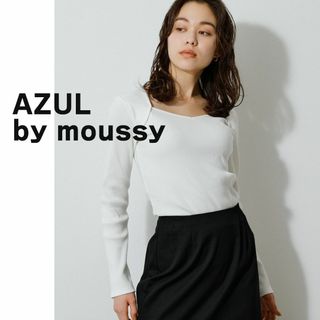 アズールバイマウジー(AZUL by moussy)のAZUL by moussy 白 カットソー 長袖 リブ ショルダーデザイン M(カットソー(長袖/七分))