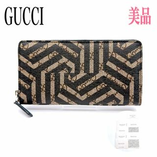 Gucci - GUCCI グッチ 長財布 GGカレイド ラウンドファスナー PVC×レザー