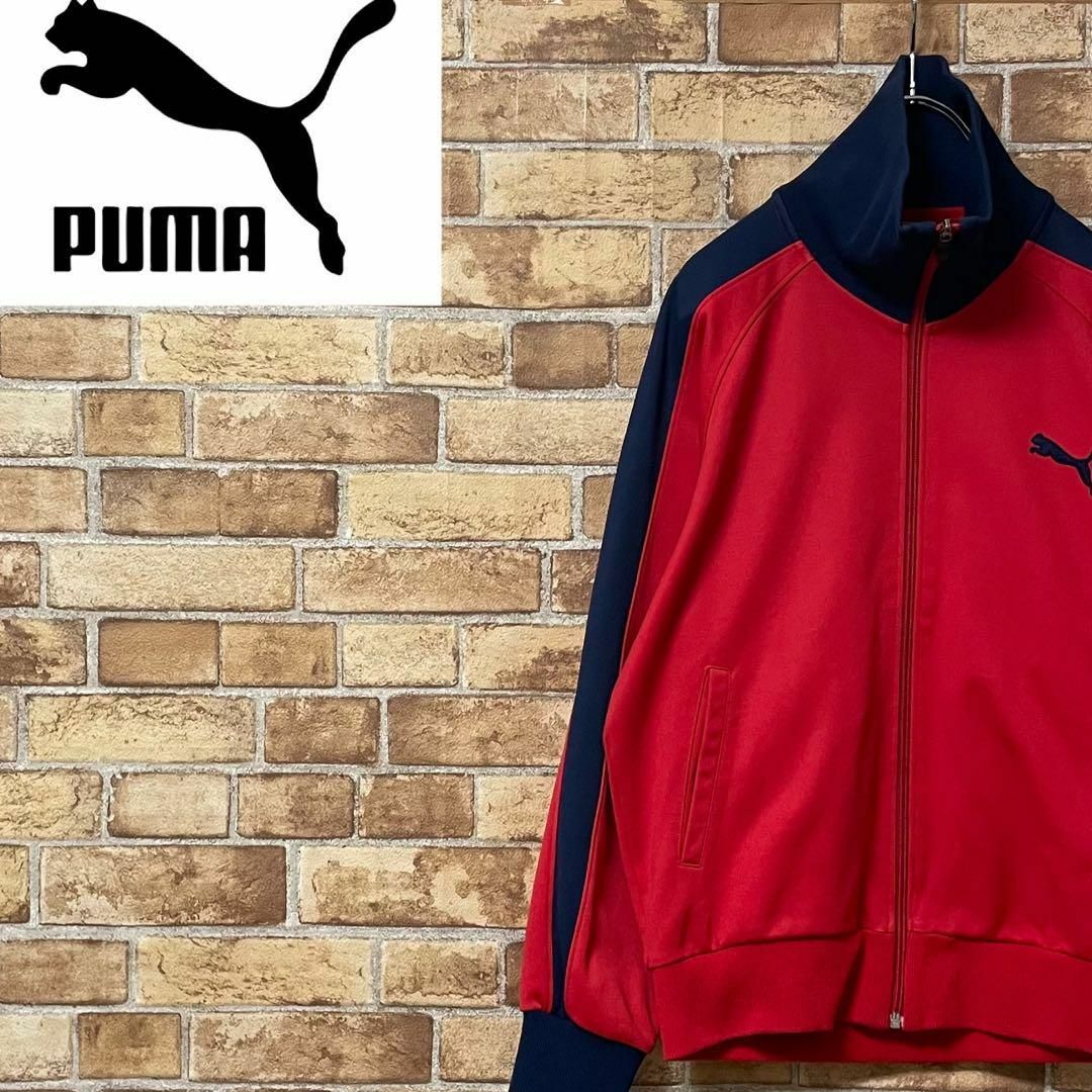 PUMA(プーマ)のPUMA　プーマ　トラックジャケット　ジャージ　刺繍ロゴ　赤　ネイビー　S その他のその他(その他)の商品写真