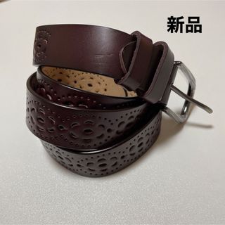 レザーベルト レディース ブラウン LALAFANCY BELT 革ベルト(ベルト)