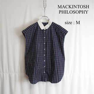 マッキントッシュフィロソフィー(MACKINTOSH PHILOSOPHY)のMACKINTOSH PHILOSOPHY ノースリーブ チェック シャツ 38(シャツ/ブラウス(半袖/袖なし))