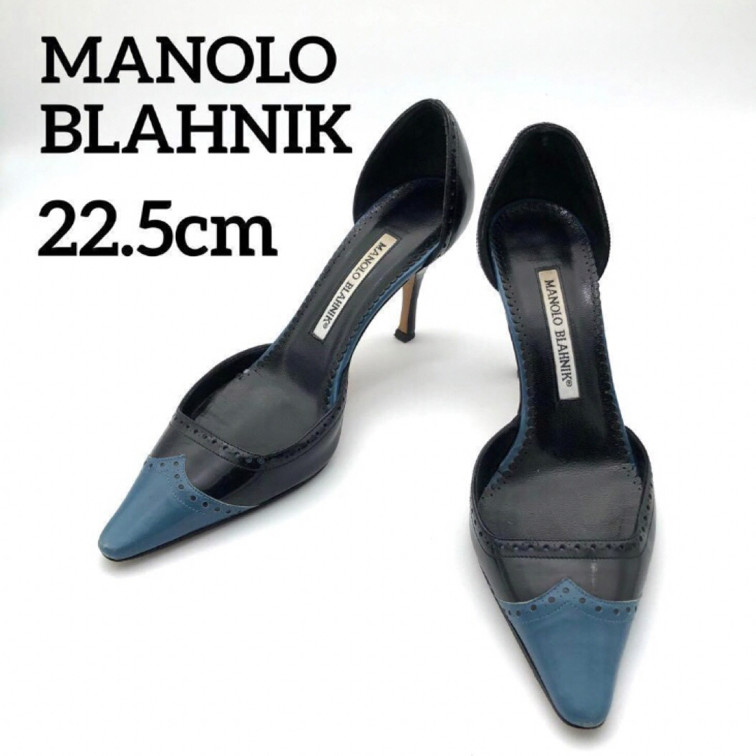 MANOLO BLAHNIK(マノロブラニク)のマノロブラニクMANOLO  BLAHNIKヒール ウィングチップ パンプス レディースの靴/シューズ(ハイヒール/パンプス)の商品写真