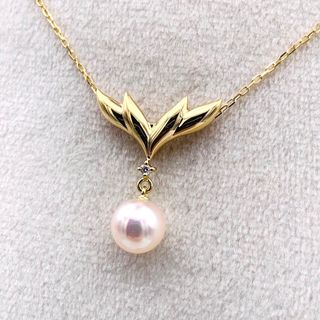 ミキモト(MIKIMOTO)の✴︎極美品　MIKIMOTO ミキモト K18 ダイヤ 真珠 パール ネックレス(ネックレス)