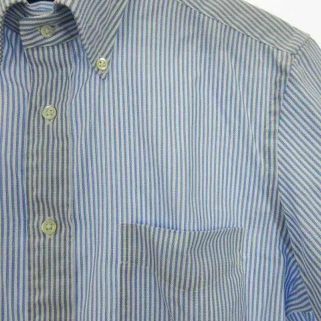 メーカーズシャツ 鎌倉 ストライプ ボタンダウン シャツ 半袖 ブルー M メンズのトップス(シャツ)の商品写真