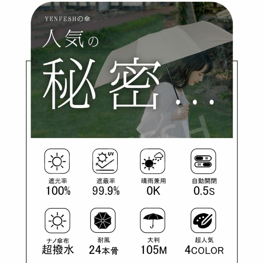 日傘 折りたたみ傘 24本骨 完全遮光 晴雨兼用 uv 傘 軽量 自動開閉 メンズのファッション小物(傘)の商品写真