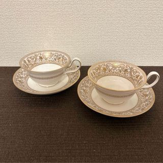 ウェッジウッド(WEDGWOOD)のウェッジウッド　フロレンティーン　ゴールド　ピオニー　カップ&ソーサー(グラス/カップ)