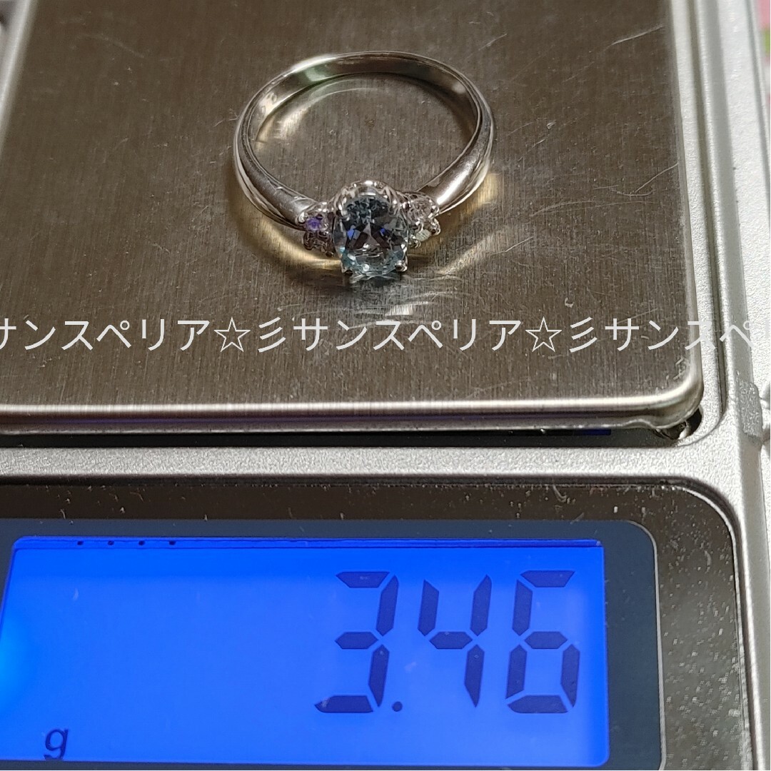 Pt900 アクアマリンとダイヤモンドのデザインリング レディースのアクセサリー(リング(指輪))の商品写真