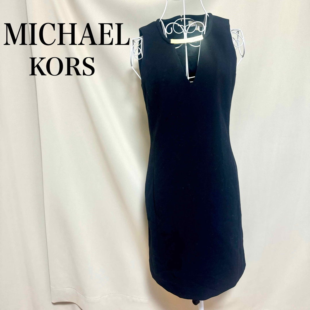 Michael Kors(マイケルコース)のマイケルコース　ノースリーブ　ワンピース　ブラック　ロゴプレート レディースのワンピース(ひざ丈ワンピース)の商品写真