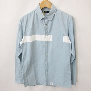 アズールバイマウジー(AZUL by moussy)のアズールバイマウジー シャツ カジュアルシャツ 長袖 プリント 青 白 XL(シャツ)