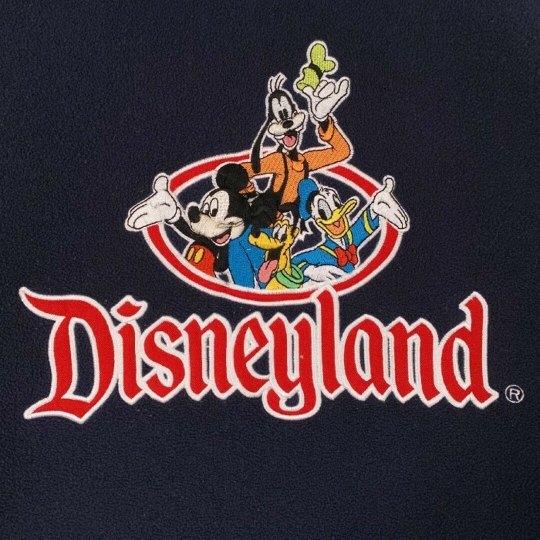 Disney(ディズニー)のDisney ディズニー 刺繡 プルオーバーフリースパーカー ネイビー Size L メンズのトップス(パーカー)の商品写真