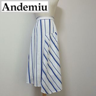 アンデミュウ(Andemiu)のアンデミュウ　ストライプ柄アシンメトリースカート(ロングスカート)