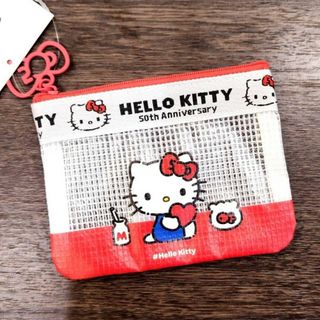 ハローキティ - HELLOKITTY　50th　ビニールフラットポーチ　キティ