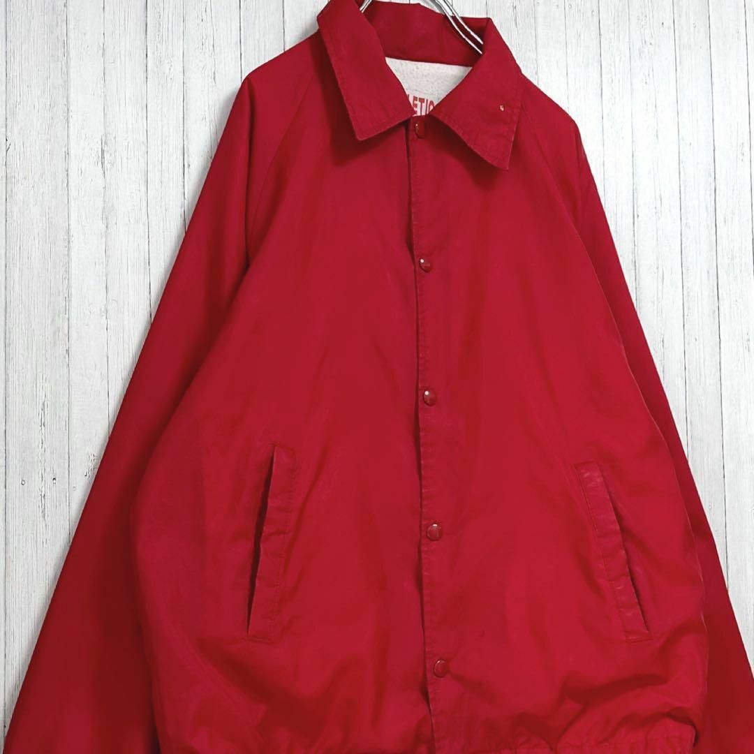 USA製　ヴィンテージ　コーチジャケット　ナイロン　赤　スナップボタン　M メンズのジャケット/アウター(ナイロンジャケット)の商品写真