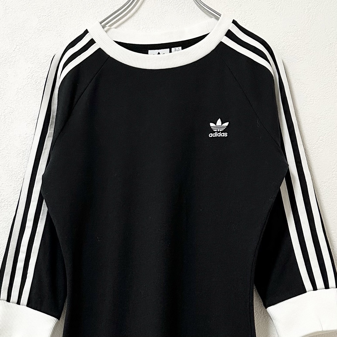 adidas(アディダス)の美品★adidas★3ストライプドレス★ワンピース★ブラック/黒白★L〜XL相当 レディースのワンピース(その他)の商品写真