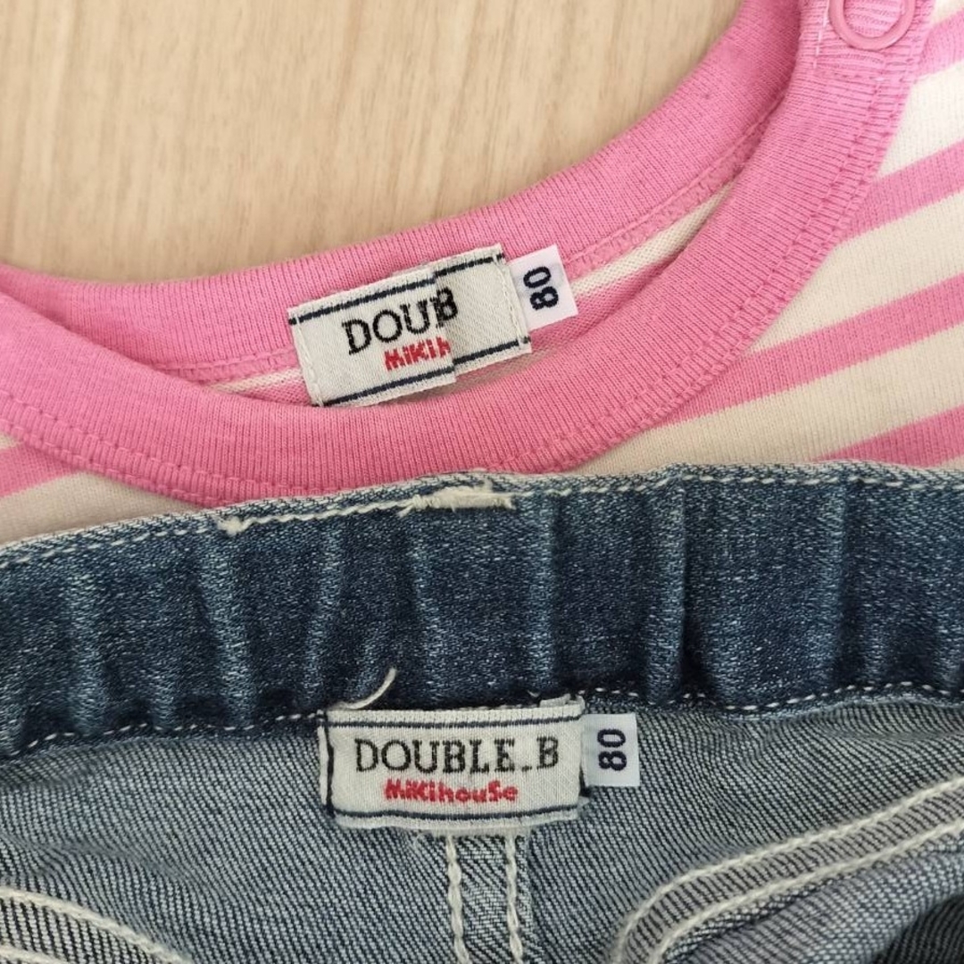 DOUBLE.B(ダブルビー)のDOUBLE.B　Tシャツ&デニムスカート　80 キッズ/ベビー/マタニティのベビー服(~85cm)(Ｔシャツ)の商品写真