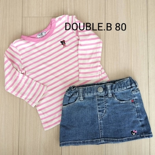 ダブルビー(DOUBLE.B)のDOUBLE.B　Tシャツ&デニムスカート　80(Ｔシャツ)